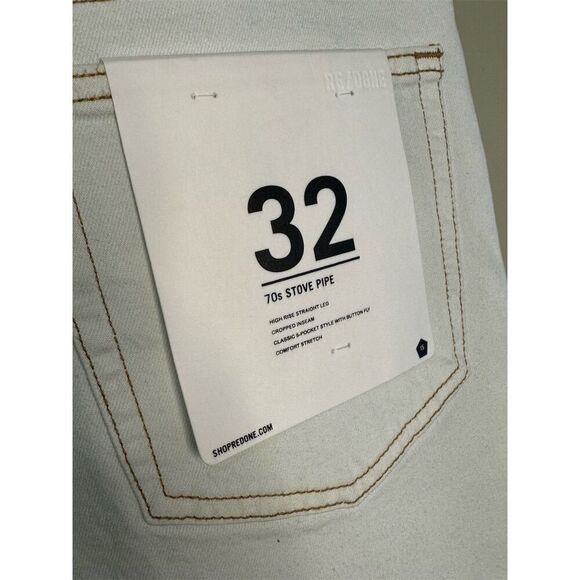 RE/DONE NWT 70’s Stove Pipe High-Rise Straight-Leg Jeans in Bleach Like Size 32 - Picture 4 of 10